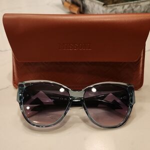 Missoni Blue and Purple Sunglasses with Brown Case